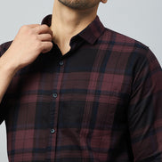 Maroon Full Sleeve Check Shirt