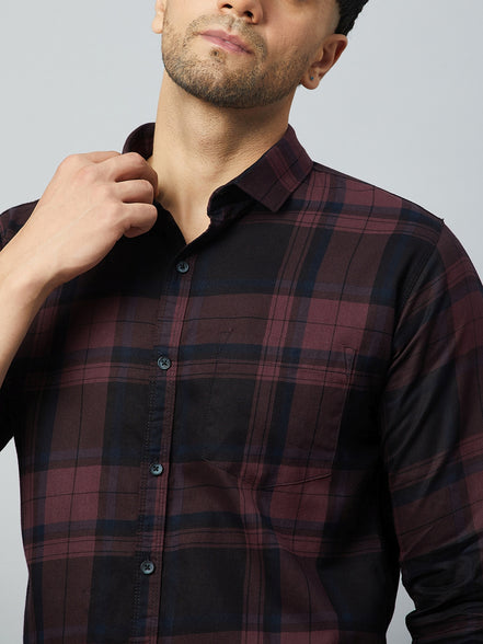 Maroon Full Sleeve Check Shirt