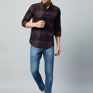 Maroon Full Sleeve Check Shirt