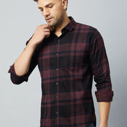 Maroon Full Sleeve Check Shirt