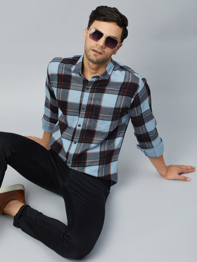 Purple Full Sleeve Check Shirt