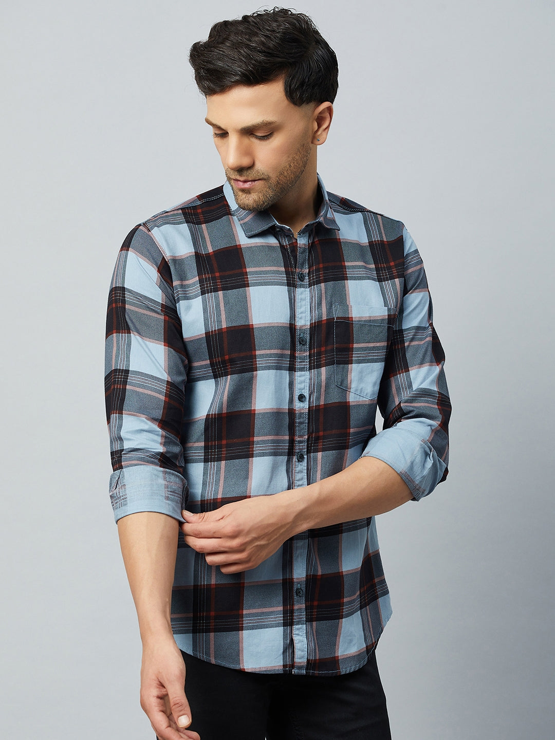 Purple Full Sleeve Check Shirt