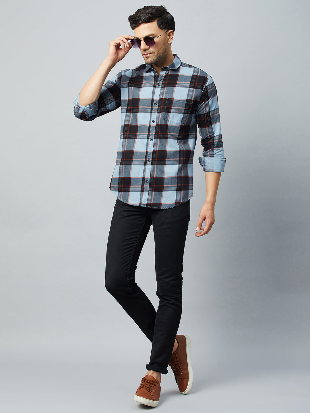 Purple Full Sleeve Check Shirt