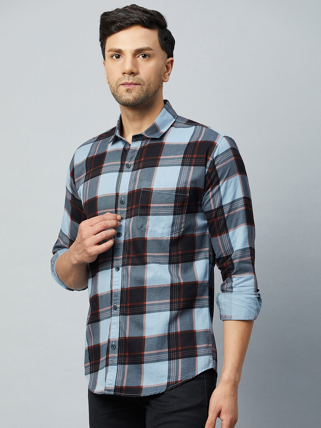 Purple Full Sleeve Check Shirt