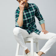 Green Full Sleeve Check Shirt