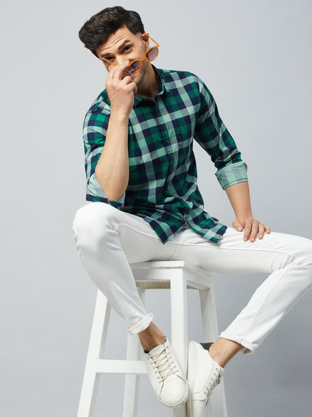 Green Full Sleeve Check Shirt