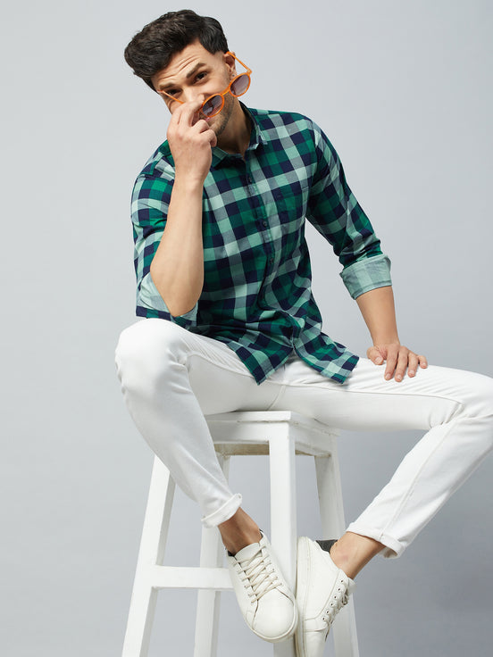 Green Full Sleeve Check Shirt