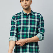 Green Full Sleeve Check Shirt
