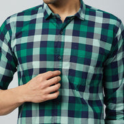 Green Full Sleeve Check Shirt