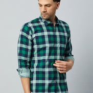 Green Full Sleeve Check Shirt