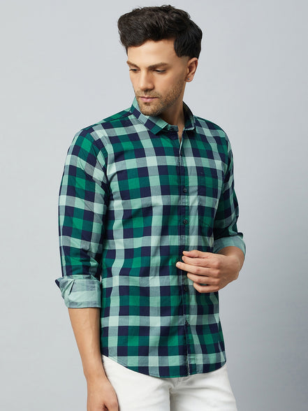 Green Full Sleeve Check Shirt