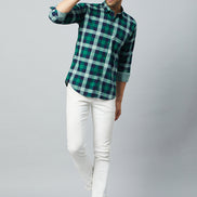 Green Full Sleeve Check Shirt