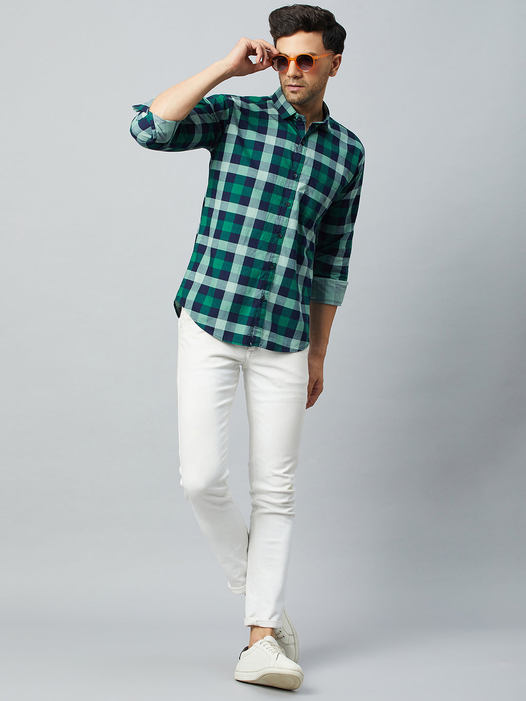 Green Full Sleeve Check Shirt