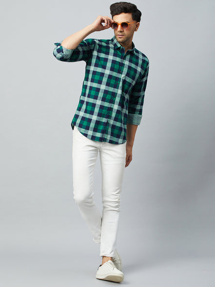 Green Full Sleeve Check Shirt