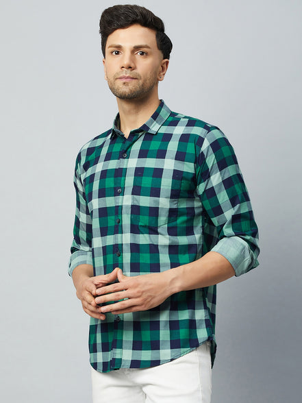Green Full Sleeve Check Shirt