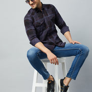 Purple Full Sleeve Check Shirt