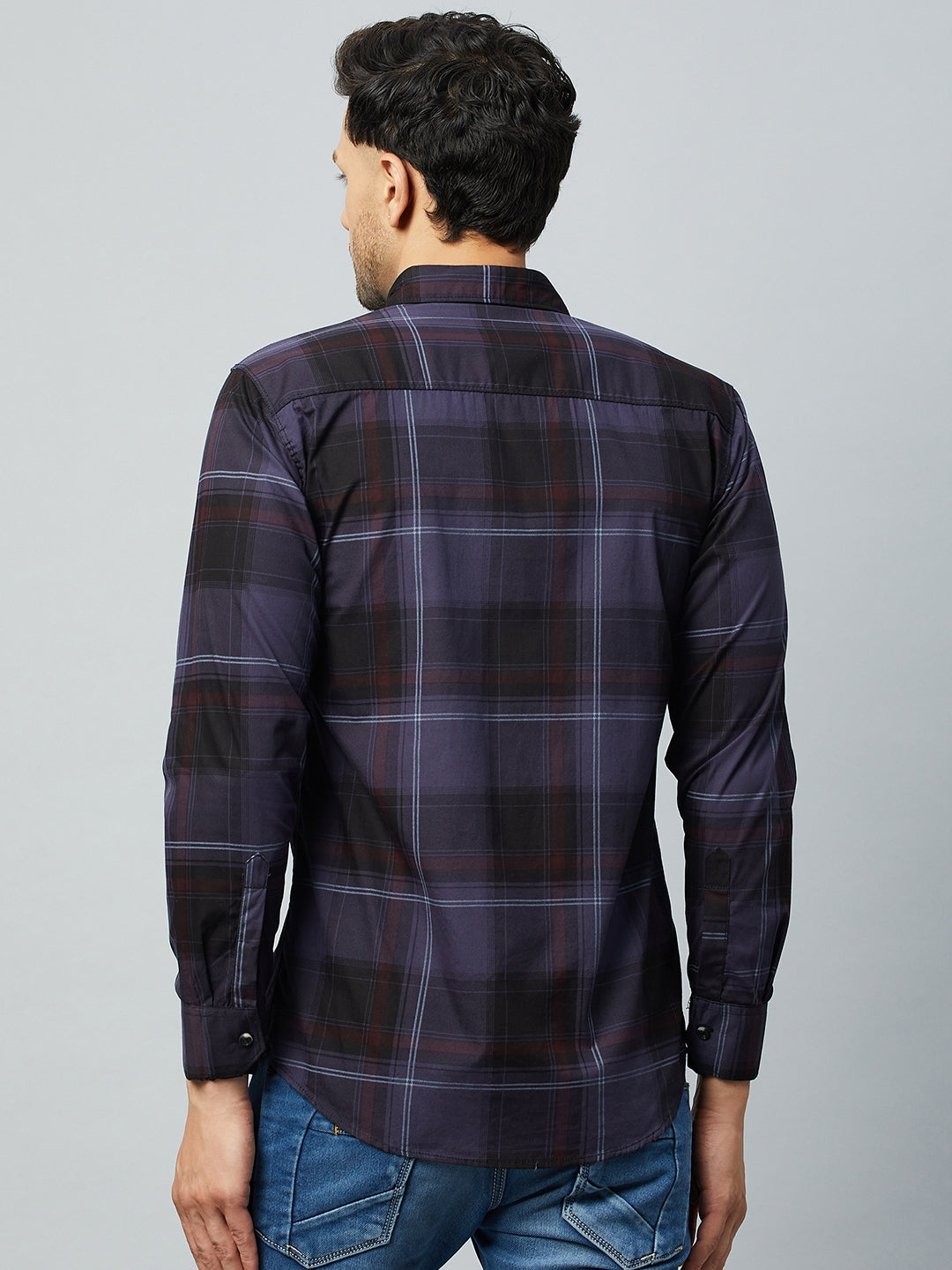Purple Full Sleeve Check Shirt