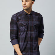 Purple Full Sleeve Check Shirt