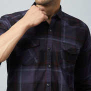 Purple Full Sleeve Check Shirt