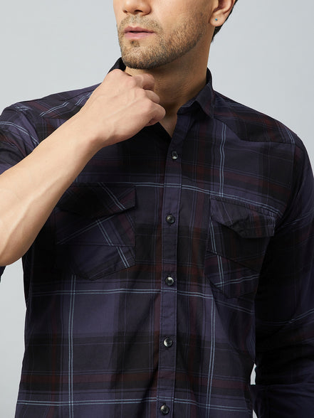 Purple Full Sleeve Check Shirt
