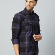 Purple Full Sleeve Check Shirt