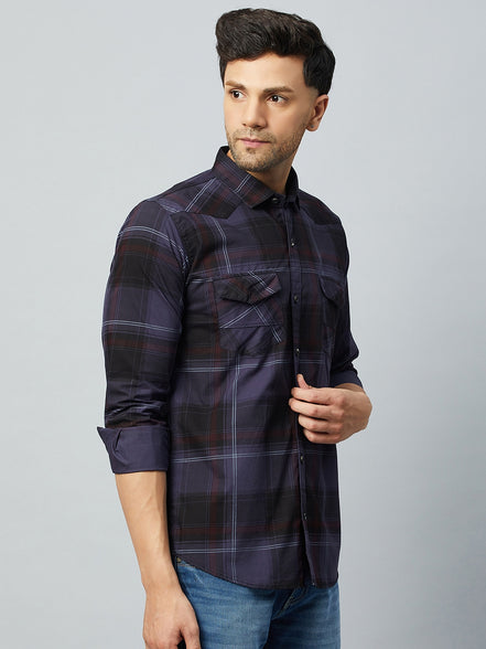 Purple Full Sleeve Check Shirt