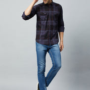 Purple Full Sleeve Check Shirt
