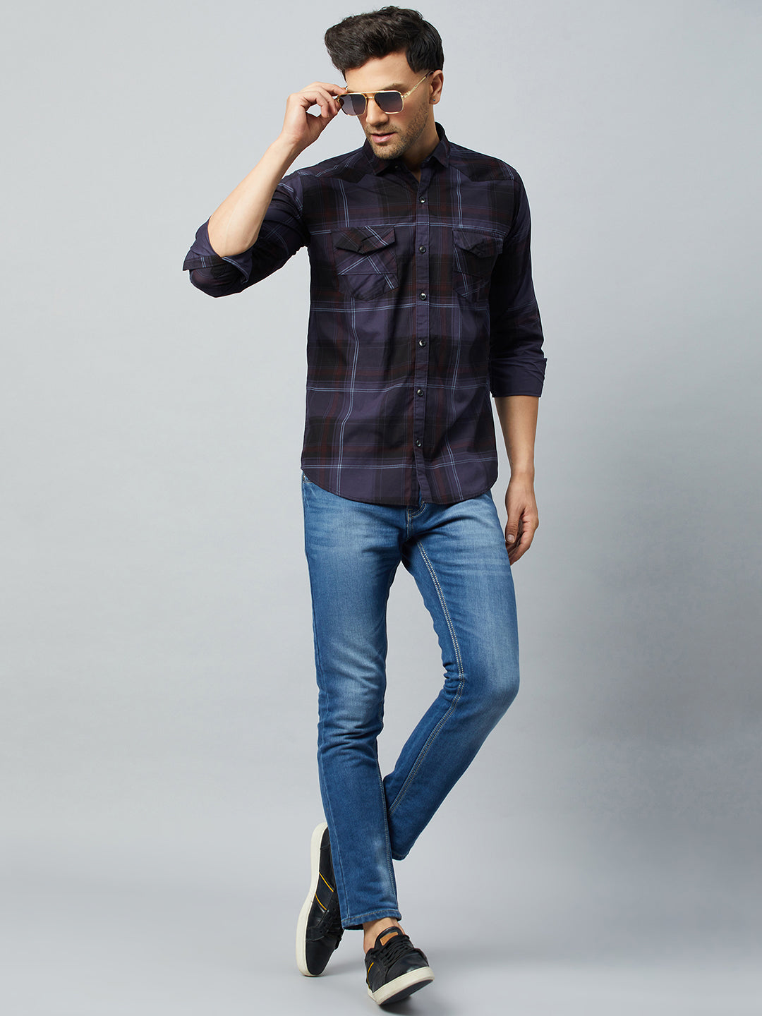 Purple Full Sleeve Check Shirt