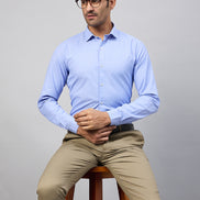 Blue Solid Formal Shirt