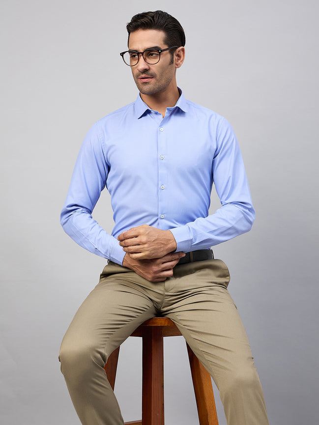 Blue Solid Formal Shirt