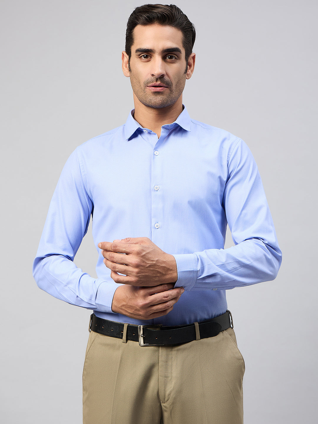 Blue Solid Formal Shirt