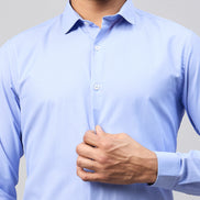 Blue Solid Formal Shirt