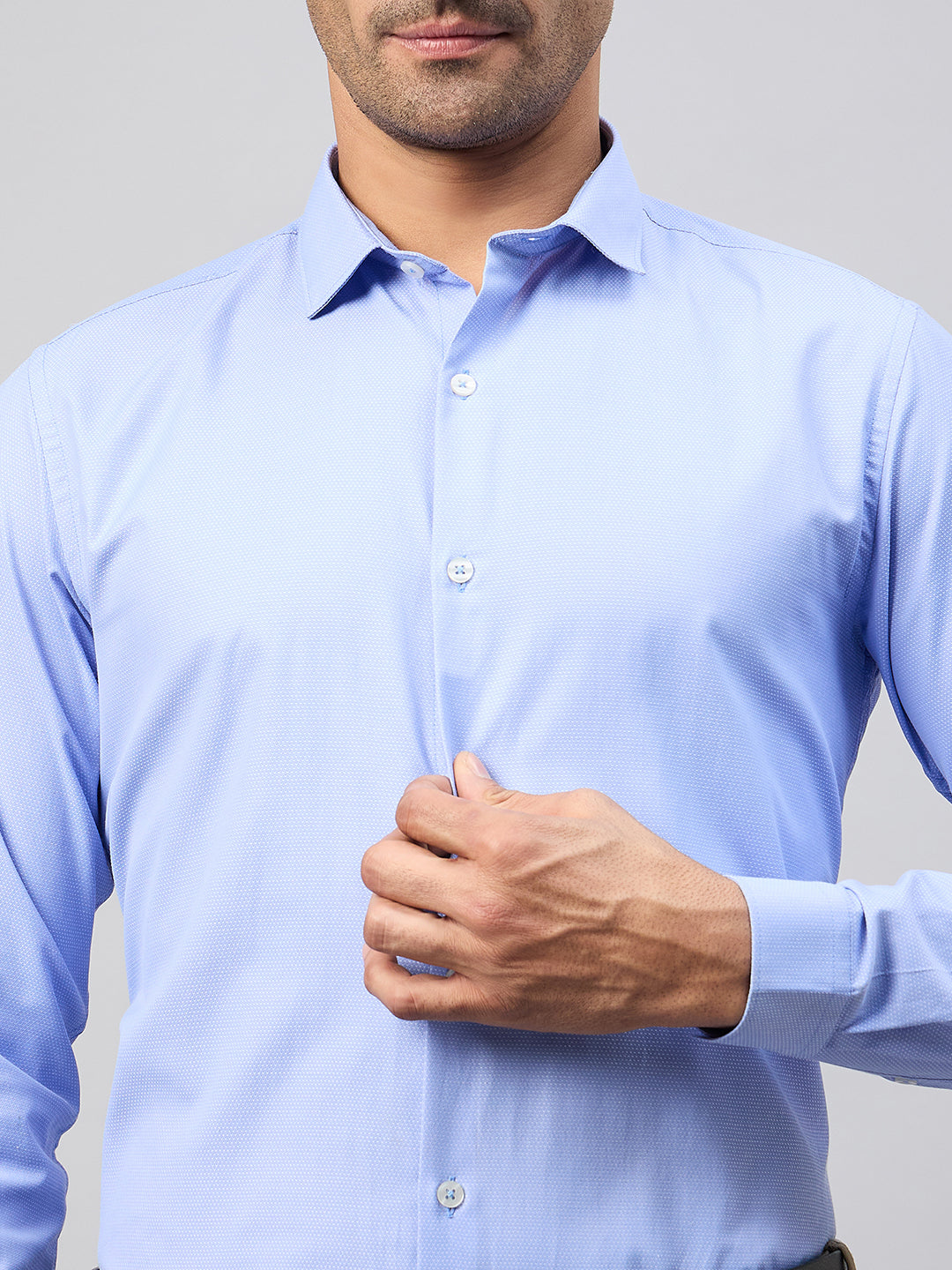 Blue Solid Formal Shirt