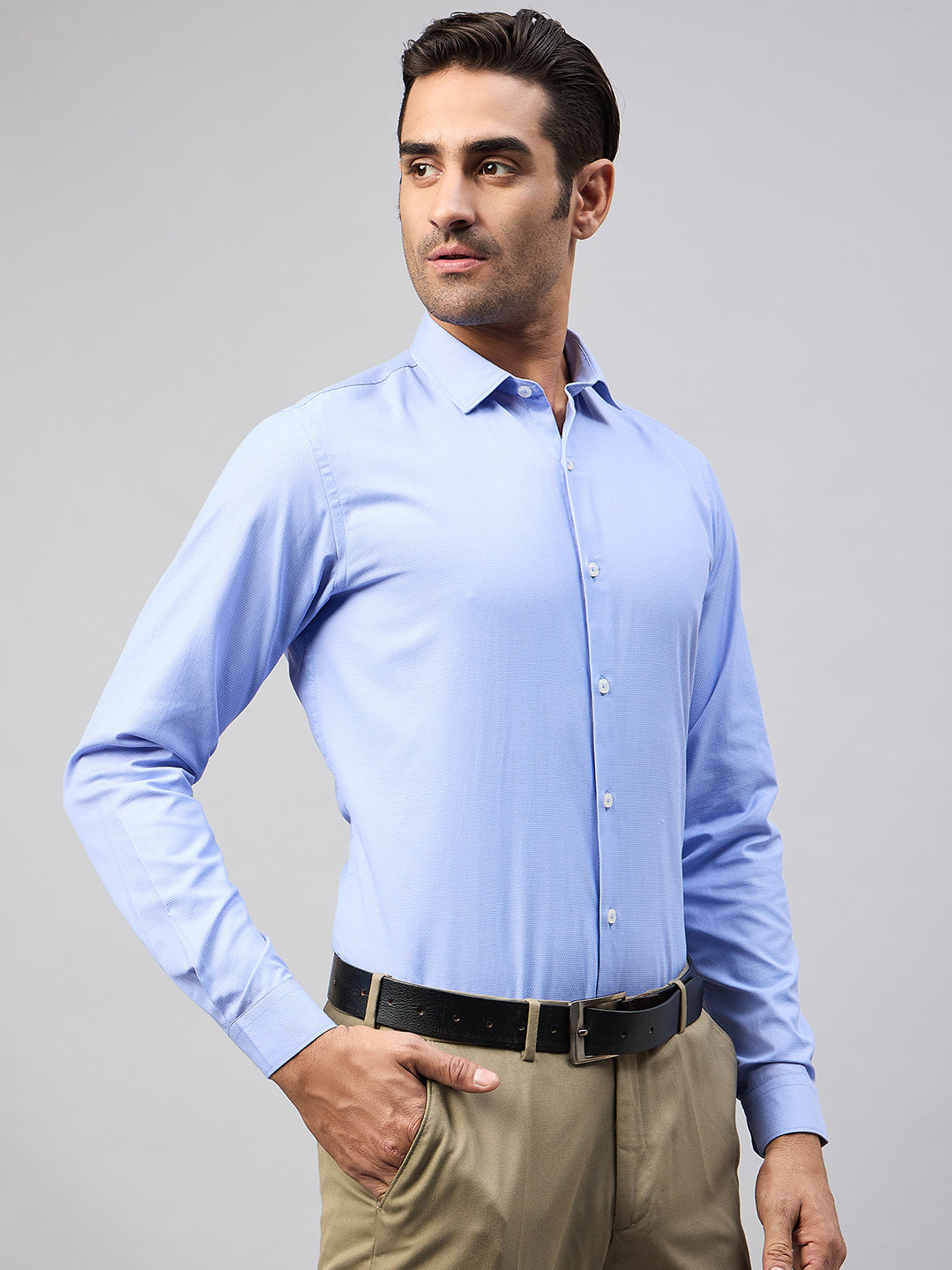 Blue Solid Formal Shirt