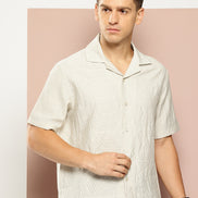 Beige Self Design Shirt