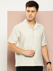 Beige Self Design Shirt