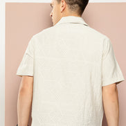Beige Self Design Shirt
