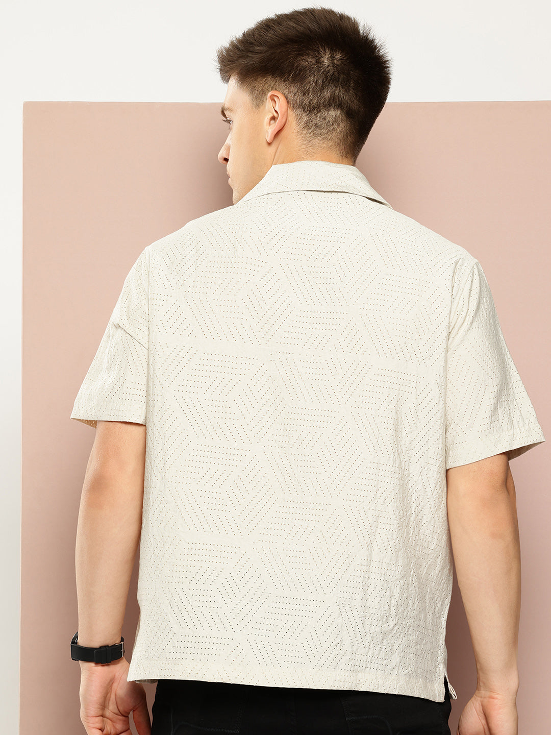 Beige Self Design Shirt