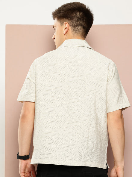 Beige Self Design Shirt