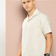 Beige Self Design Shirt