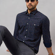 Navy Blue Printed Shirt