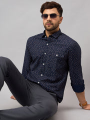Navy Blue Printed Shirt