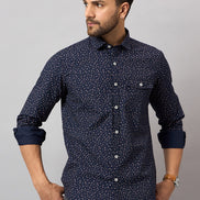 Navy Blue Printed Shirt