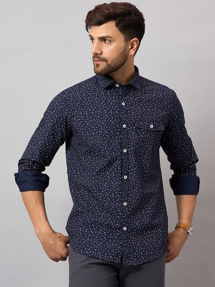 Navy Blue Printed Shirt
