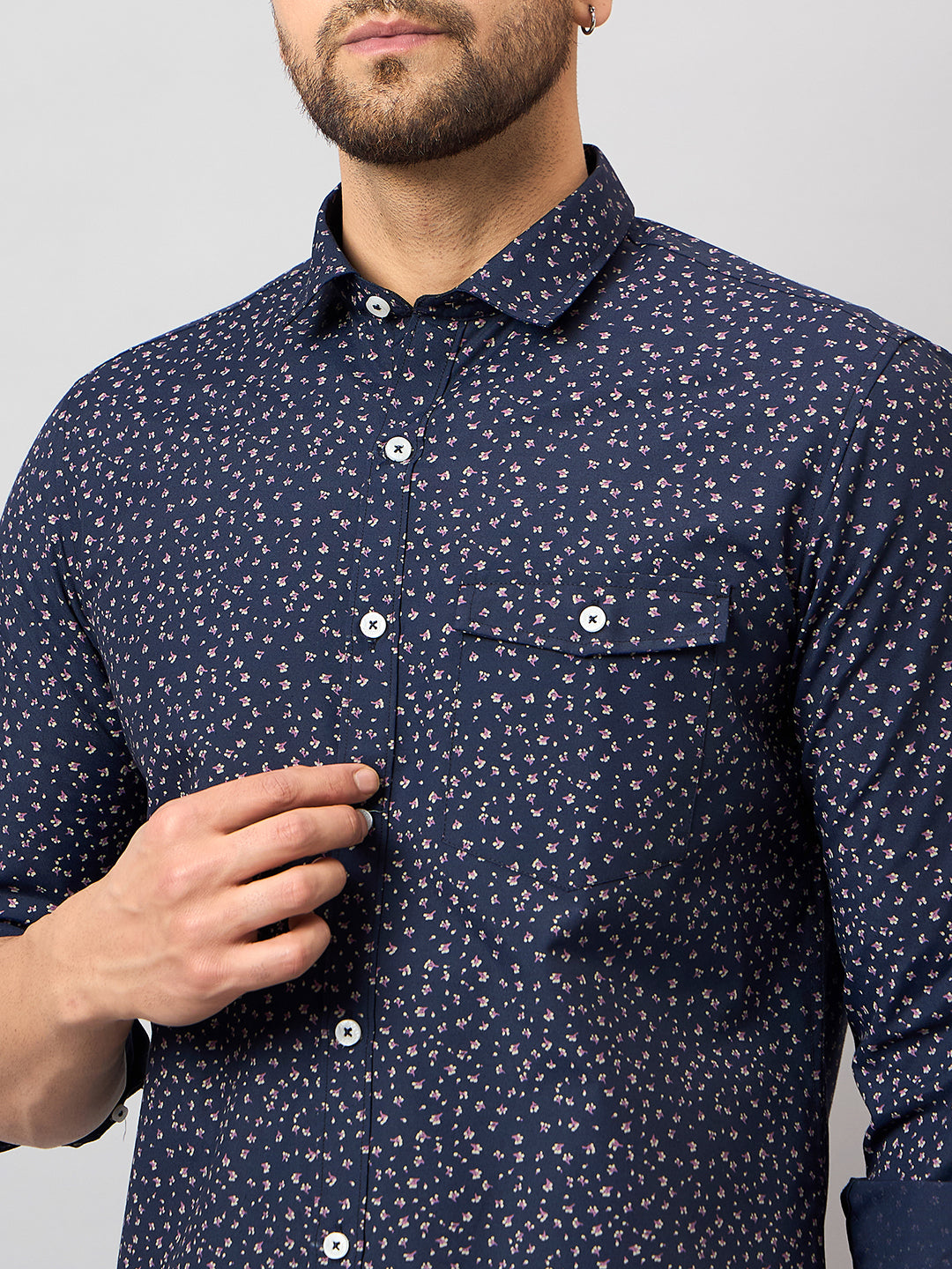 Navy Blue Printed Shirt