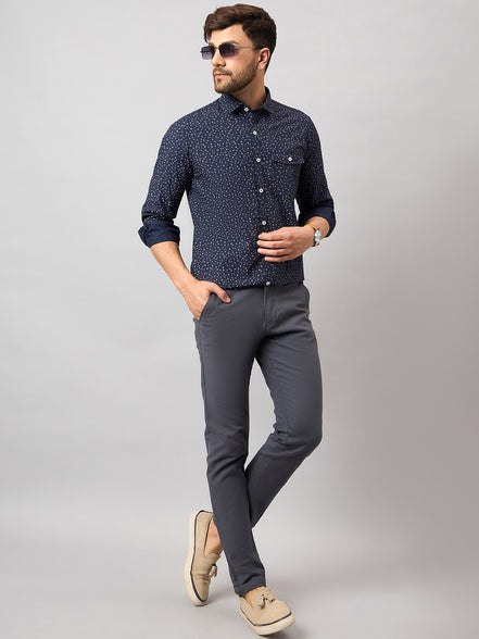 Navy Blue Printed Shirt
