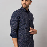 Navy Blue Printed Shirt