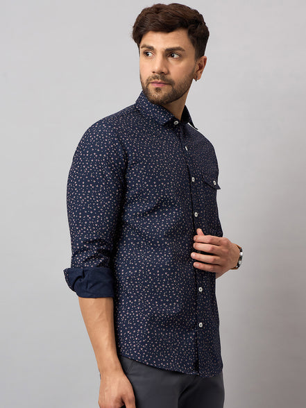 Navy Blue Printed Shirt