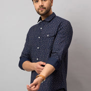 Navy Blue Printed Shirt