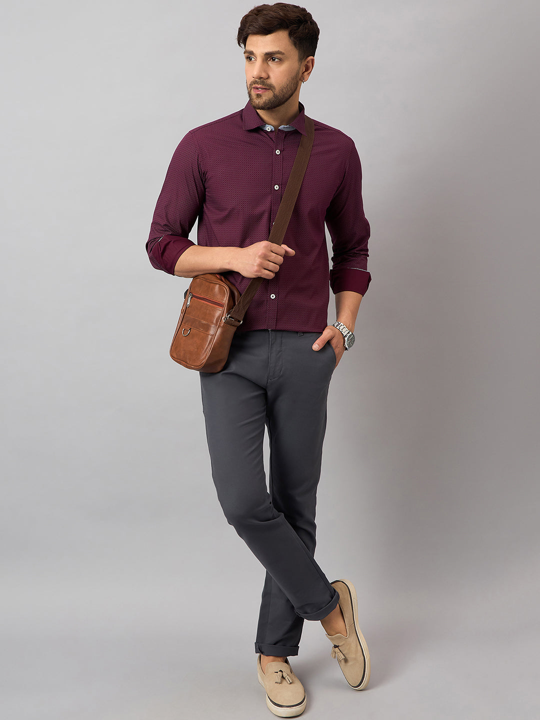 Maroon Printed Shirt